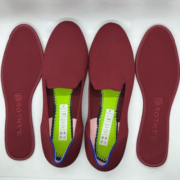 Rothy’s The Loafer Round Toe Red Cinnamon Burgundy Flats Slip On Size 10 - Picture 8 of 12